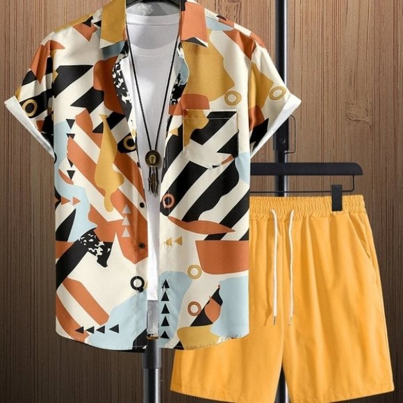 . Other - Yellow Mens Shirt & Shorts Set